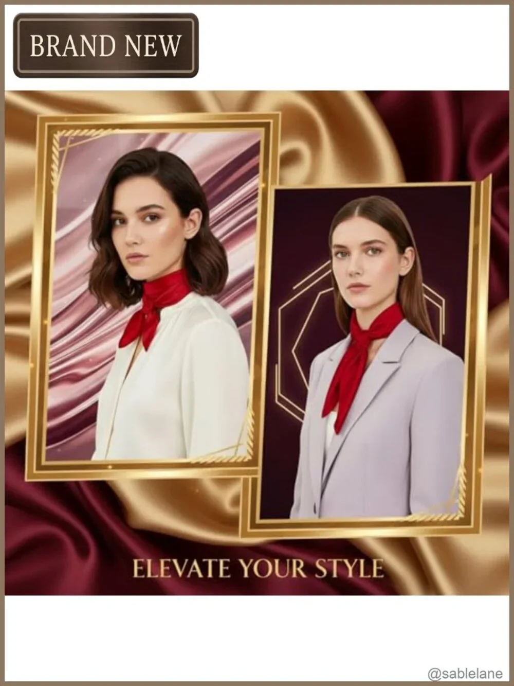 5 Silk Hair Scarves for Women 23.6